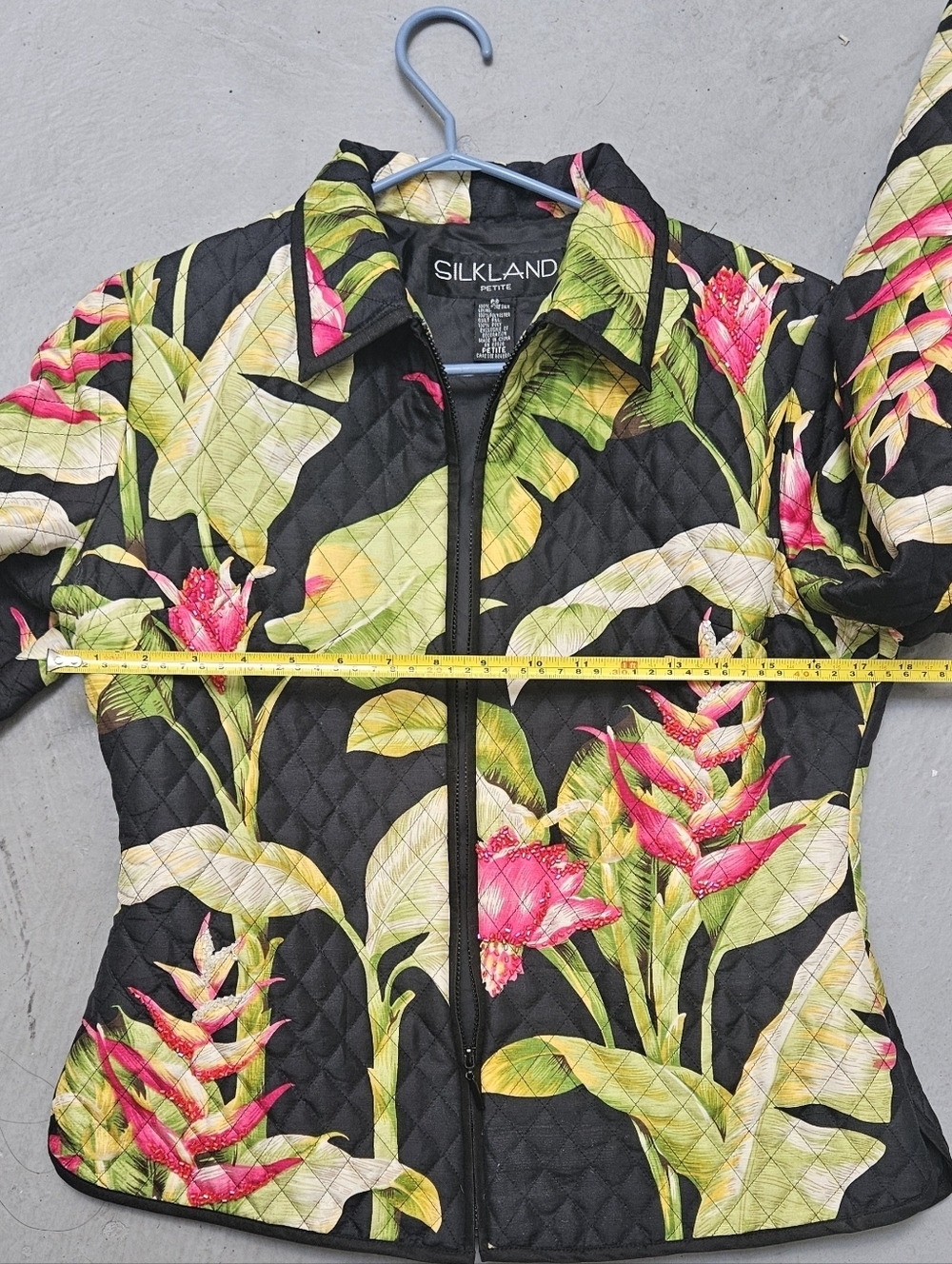 Silkland Jacket 100% Sill Womens P Small Quilted Floral Foliage Beaded Flowers - Picture 13 of 13